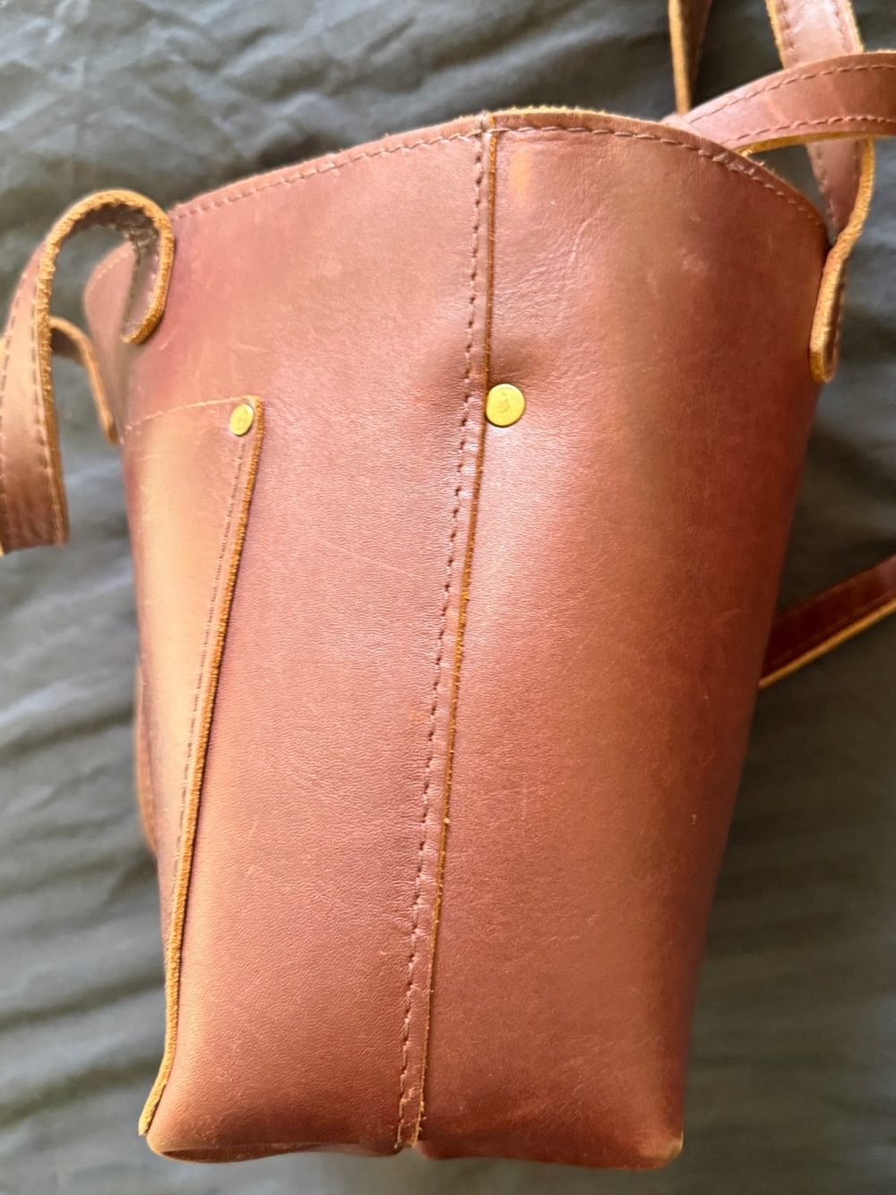Brown Leather Messenger Tote with Removable Strap - Picture 6 of 8